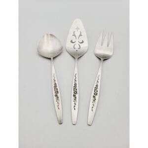 International Deep Silver LAUREL MIST Serving Pcs Set 3 Silverplate Flatware